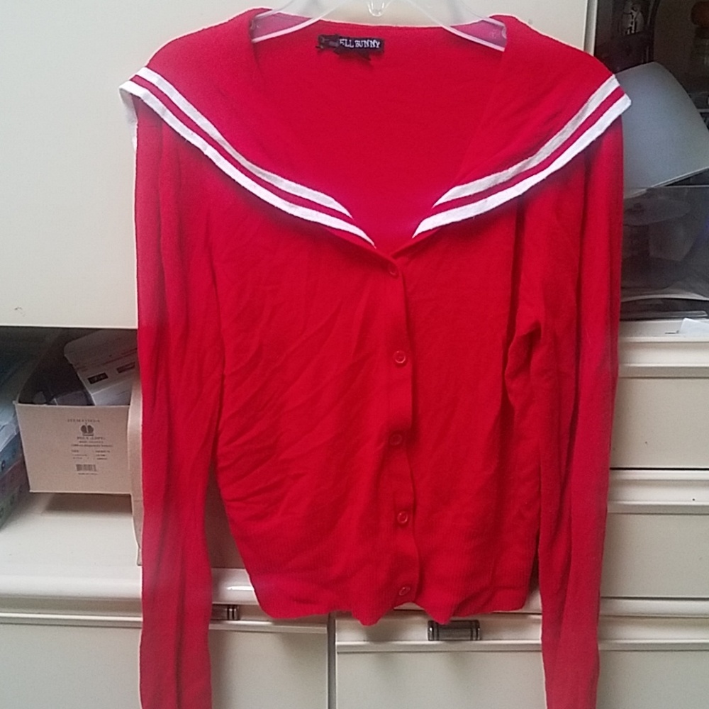 Red Hell Bunny pinup Sailor cardigan sweater